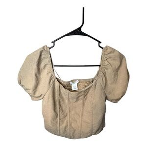 NWT Kirious LA ChicTan Puff Sleeve Crop Top chic size S